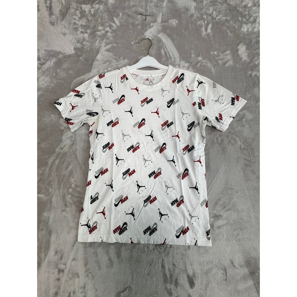 Kids Jordan Jumpman All Over Print T Shirt White XL 13 15 Yrs